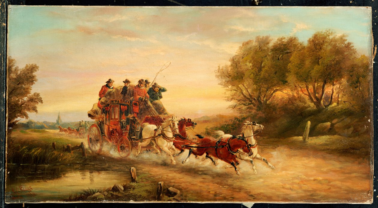 ऑक्सफोर्ड से लंदन मेल कोच, 1883 द्वारा जेसी मैग्स