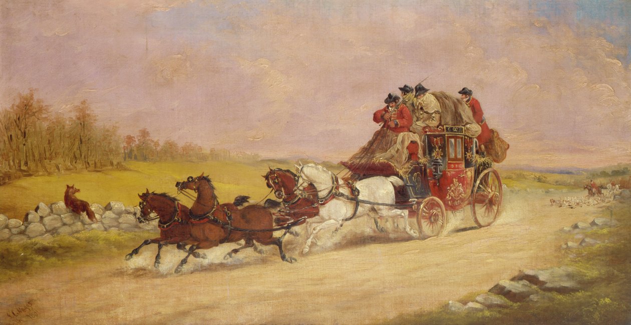 फॉक्स और हंट के बीच रॉयल मेल कोच, 1881 द्वारा जेसी मैग्स