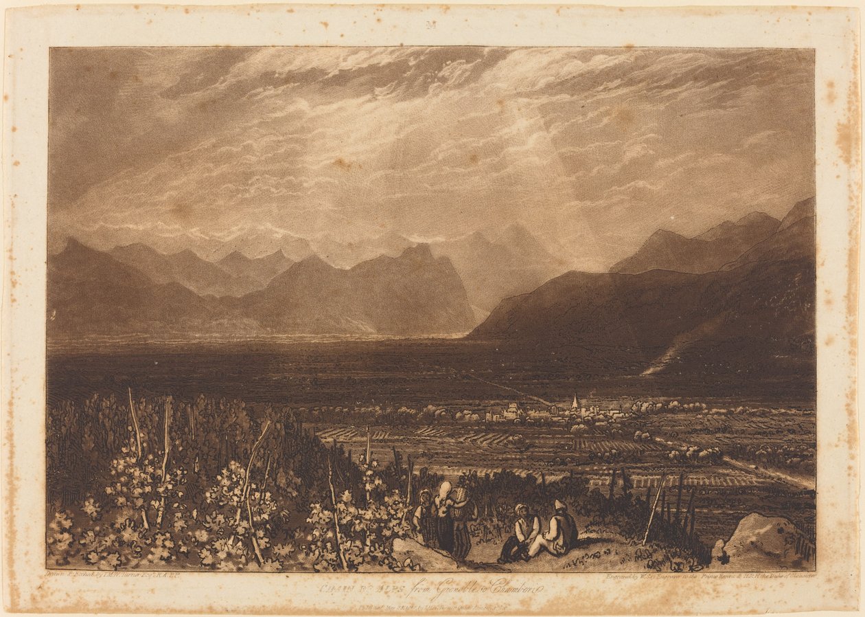 ग्रेनोबल से चेम्बरी तक आल्प्स की श्रृंखला, 1812 में प्रकाशित द्वारा जोसेफ मैलॉर्ड विलियम टर्नर