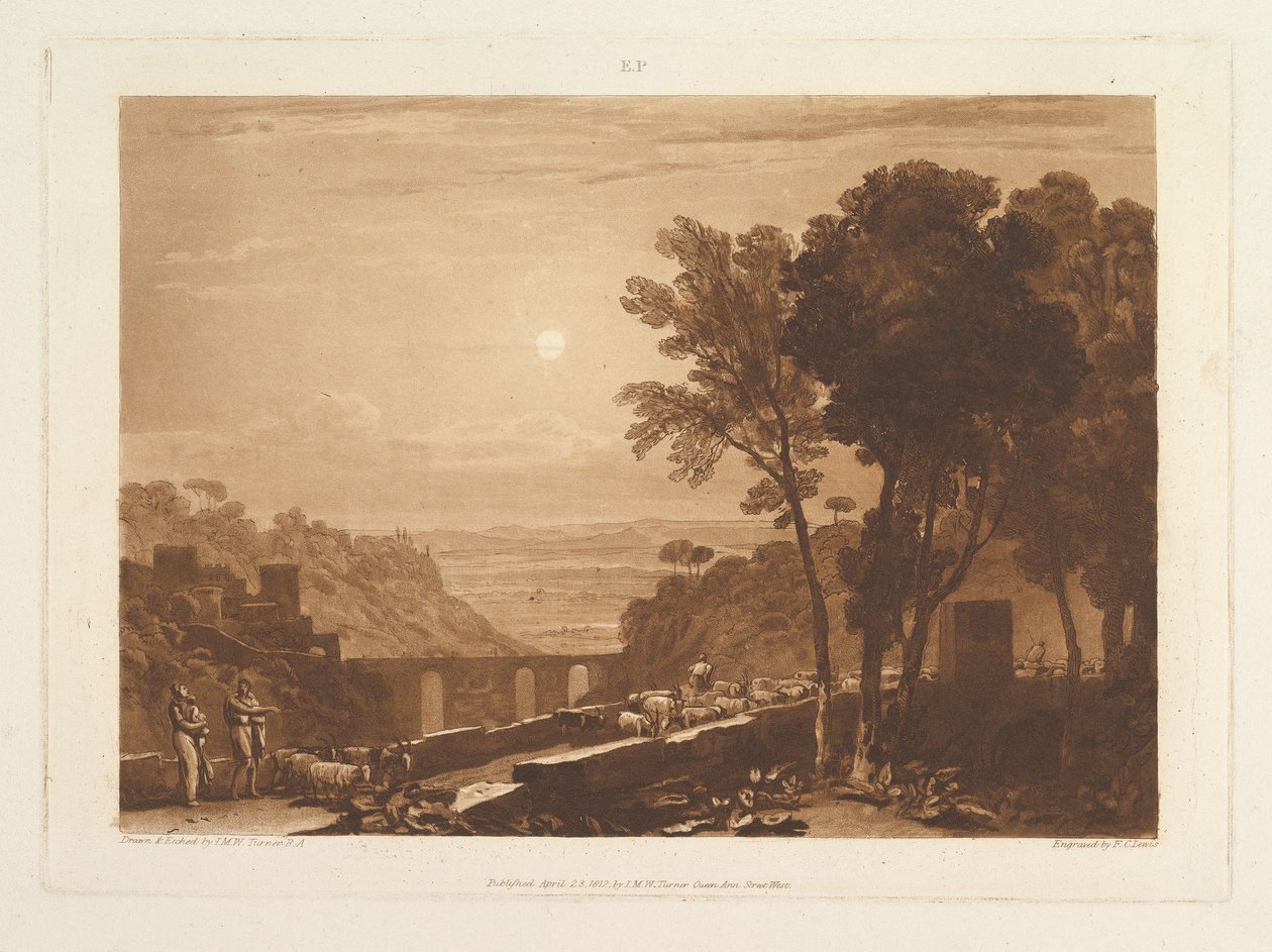 द ब्रिज एंड गोट्स लिबर स्टूडियोरियम, भाग IX, प्लेट 43, 23 अप्रैल, 1812। द्वारा जोसेफ मैलॉर्ड विलियम टर्नर