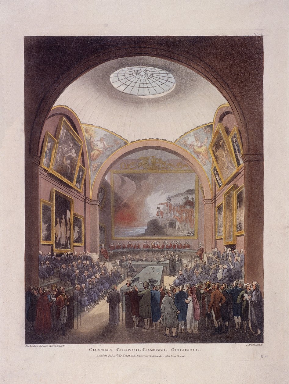 गिल्डहॉल काउंसिल चैंबर, लंदन, 1808 द्वारा जे ब्लुक