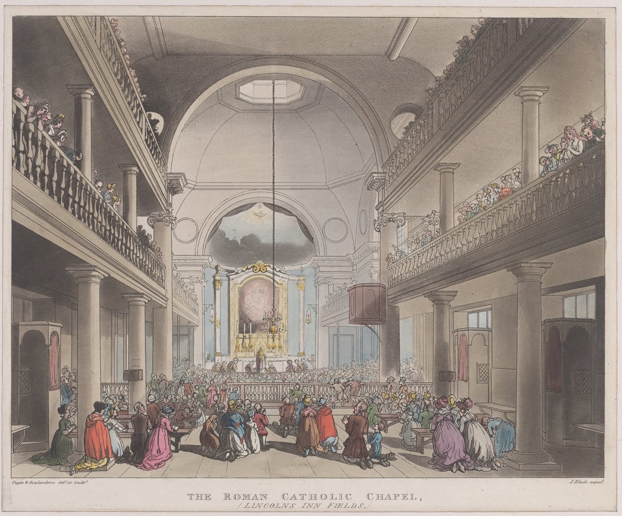 रोमन कैथोलिक चैपल, लिंकन्स इन फील्ड्स, 1 अप्रैल, 1808।, 1 अप्रैल, 1808। द्वारा जे. ब्लुक