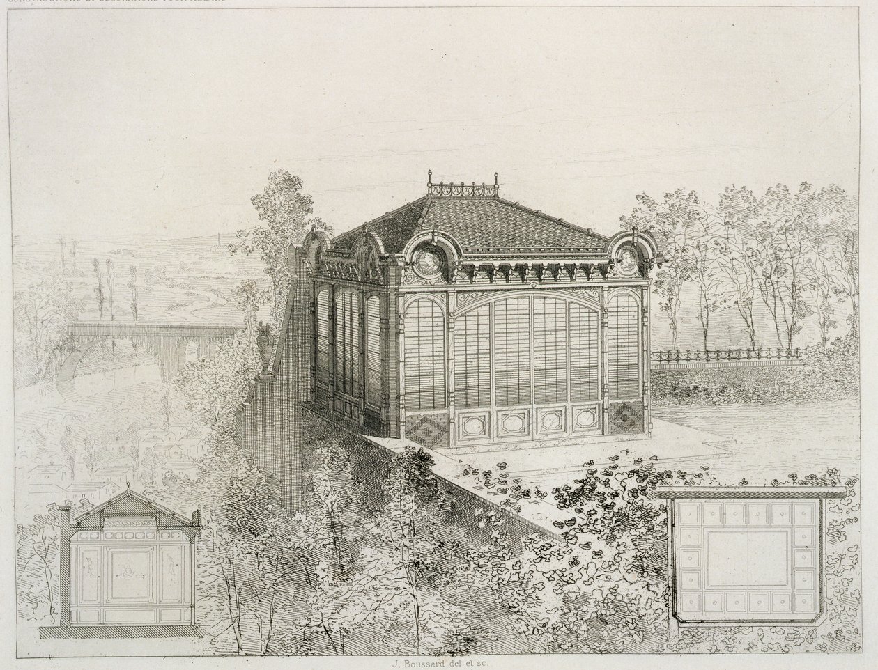 एक बगीचे मंडप की योजना और ऊंचाई, c.1880 द्वारा जे। बूसर्ड