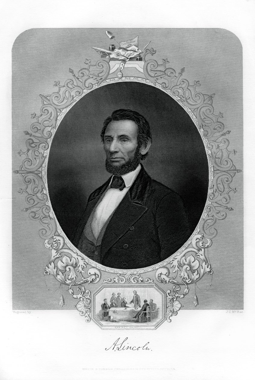 राष्ट्रपति अब्राहम लिंकन, अमेरिकी राजनीतिज्ञ, 1862-1867। द्वारा जेसी मैकरै
