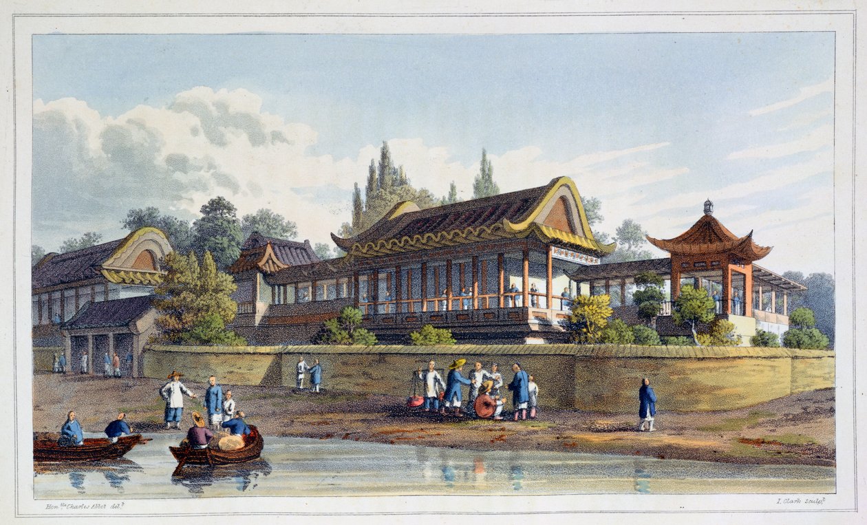 सम्राट का समर पैलेस, टीएन-सिंग शहर के सामने, चीन, 1817 द्वारा जे क्लार्क