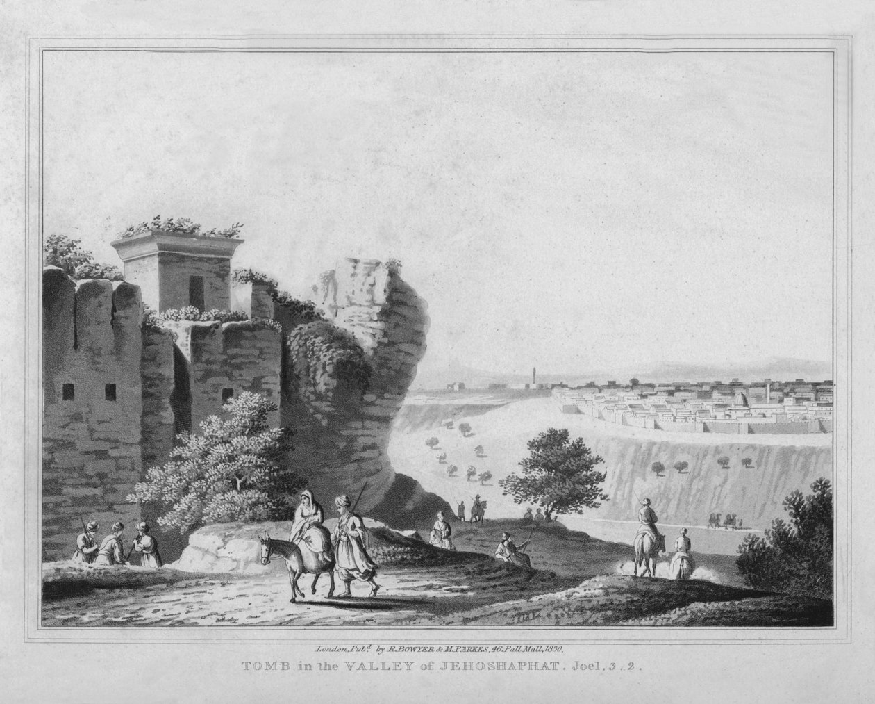 यहोशापात की घाटी में मकबरा। जोएल, 3.2।, 1830 द्वारा जे। क्लार्क