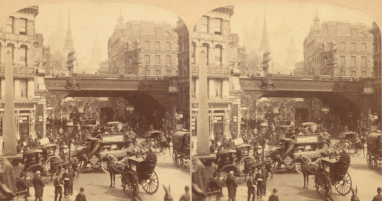 लुडगेट हिल, लंदन, इंग्लैंड, 1850-1910 के 4 स्टीरियोग्राफ़ दृश्यों का समूह। द्वारा जेएफ जार्विस