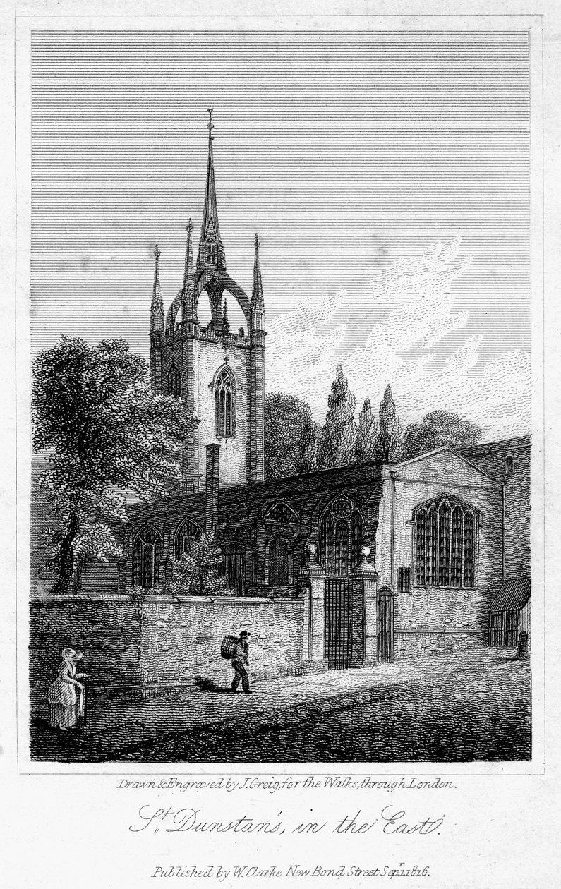 1816 में चर्च ऑफ द ईस्ट, सिटी ऑफ लंदन। द्वारा जे। ग्रेग