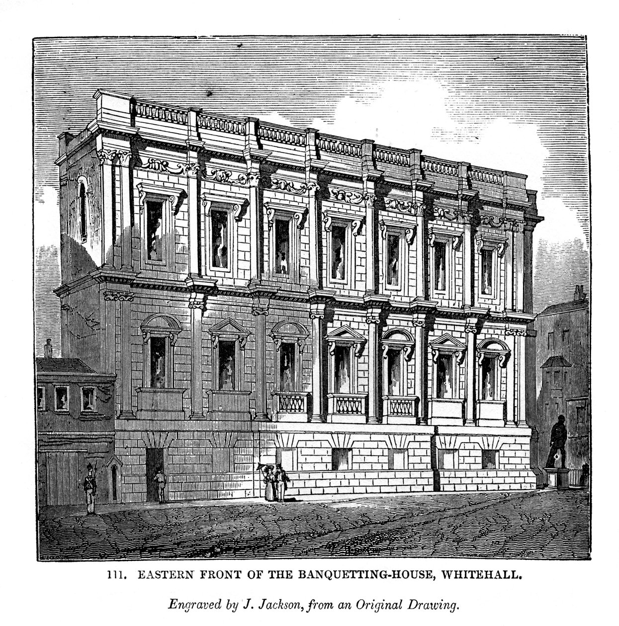 भोज घर के पूर्वी सामने, व्हाइटहॉल, 1843 द्वारा जे। जैक्सन