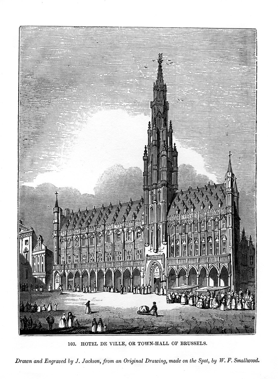 होटल डी विले, या ब्रसेल्स का टाउन हॉल, 1843 द्वारा जे। जैक्सन