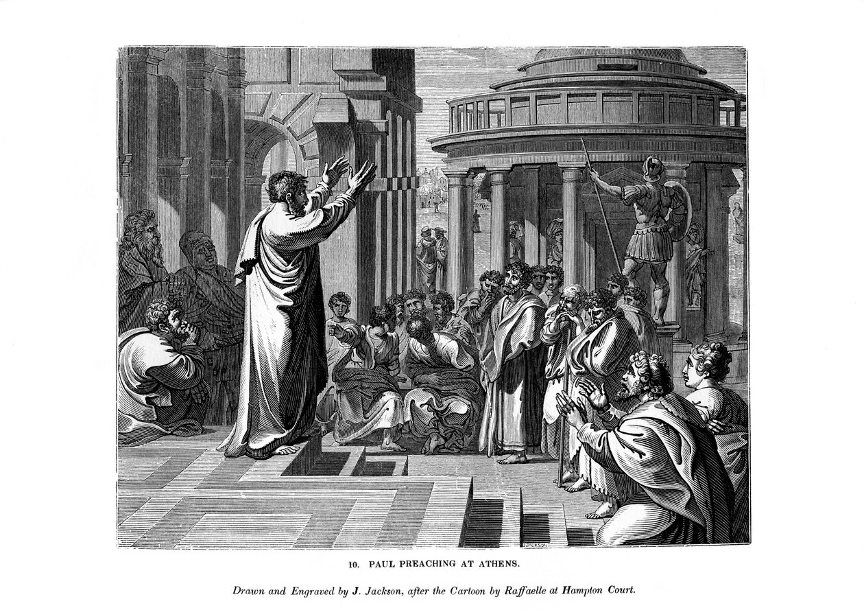 पॉल एथेंस में उपदेश, 1843। द्वारा जे। जैक्सन