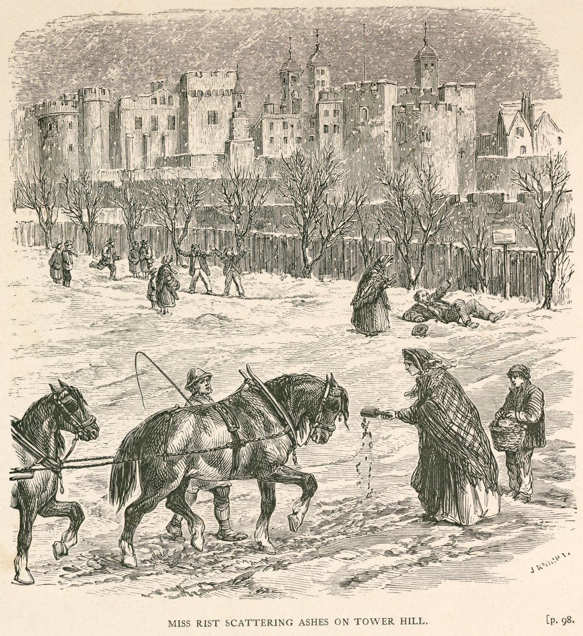 टॉवर हिल पर मिस रिस्ट बिखरने वाली राख, लंदन, c1840 द्वारा जे नाइट