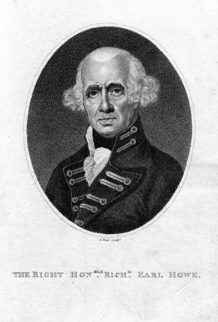 रिचर्ड होवे 1726-1799, प्रथम अर्ल होवे, अंग्रेजी एडमिरल, 19 वीं शताब्दी। द्वारा जे। पास