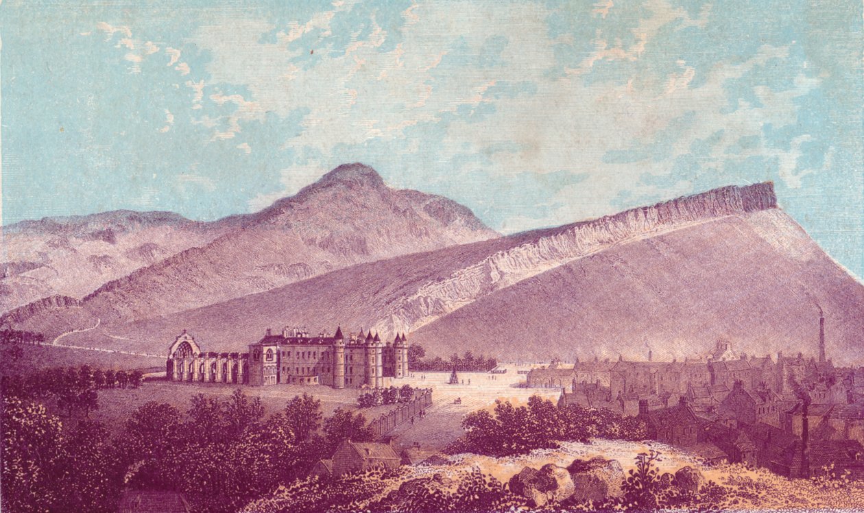 होलीरूड पैलेस और आर्थर सीट, c1880। द्वारा जे रामेज