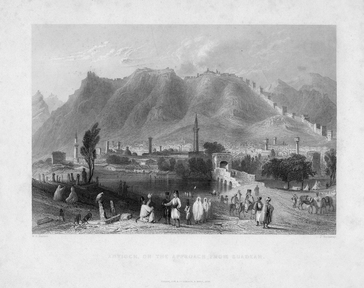 एंटिओच, सुआडे, 1836 से दृष्टिकोण पर द्वारा जे। रिडवे