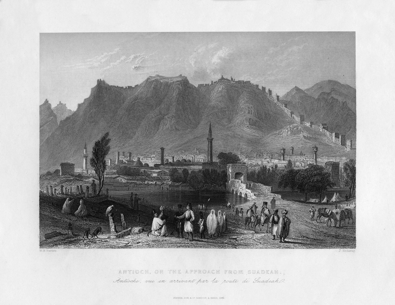 एंटिओच, सुआडे, तुर्की, 1841 से दृष्टिकोण पर। द्वारा जे। रिडवे