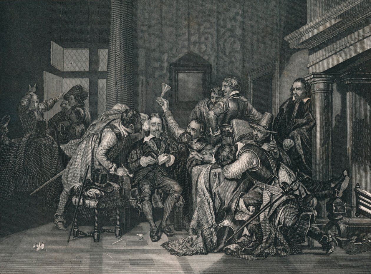 चार्ल्स द फर्स्ट इन द गार्ड रूम, 1649, 19 वीं शताब्दी के मध्य में। द्वारा जे रोजर्स