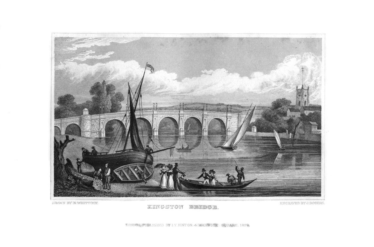किंग्स्टन ब्रिज, लंदन, 1829। द्वारा जे रोजर्स