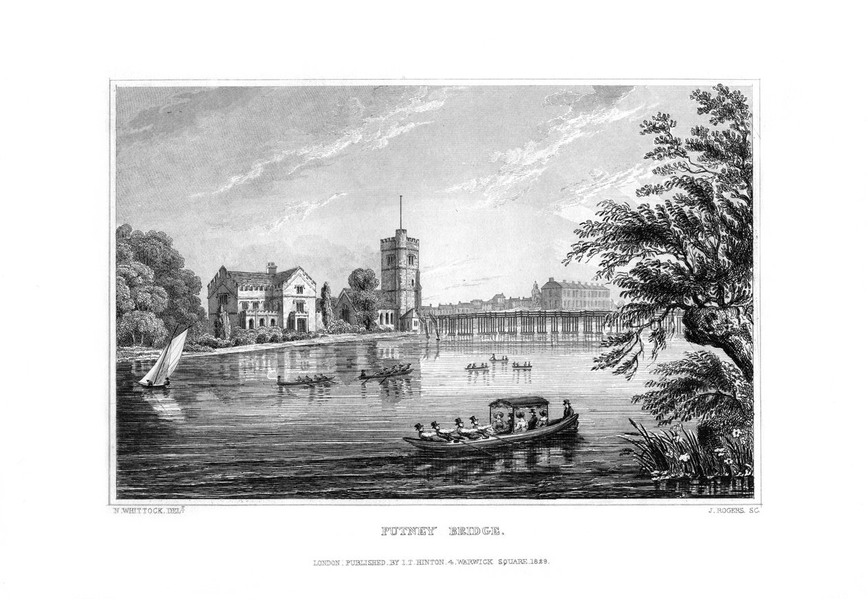पुटनी ब्रिज, लंदन, 1829। द्वारा जे रोजर्स