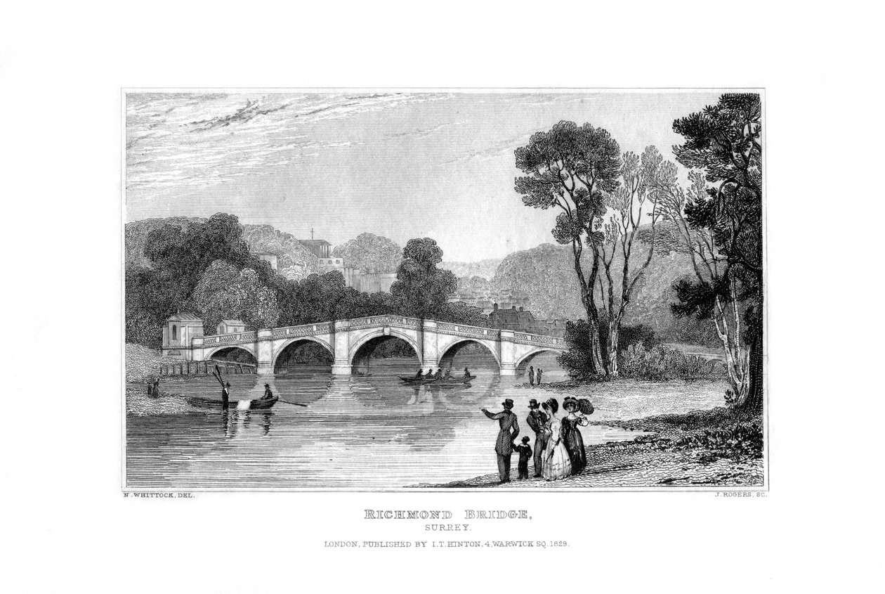 रिचमंड ब्रिज, लंदन, 1829। द्वारा जे रोजर्स