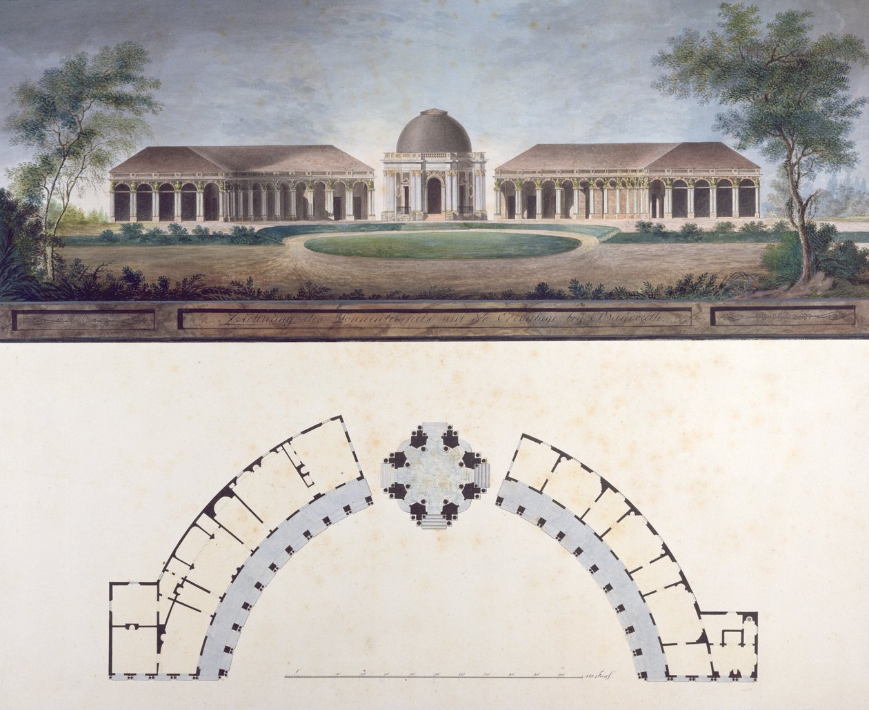 बेयरुथ हर्मिटेज में सूर्य का मंदिर c.1780 (कागज पर wc) द्वारा जे। साहेर
