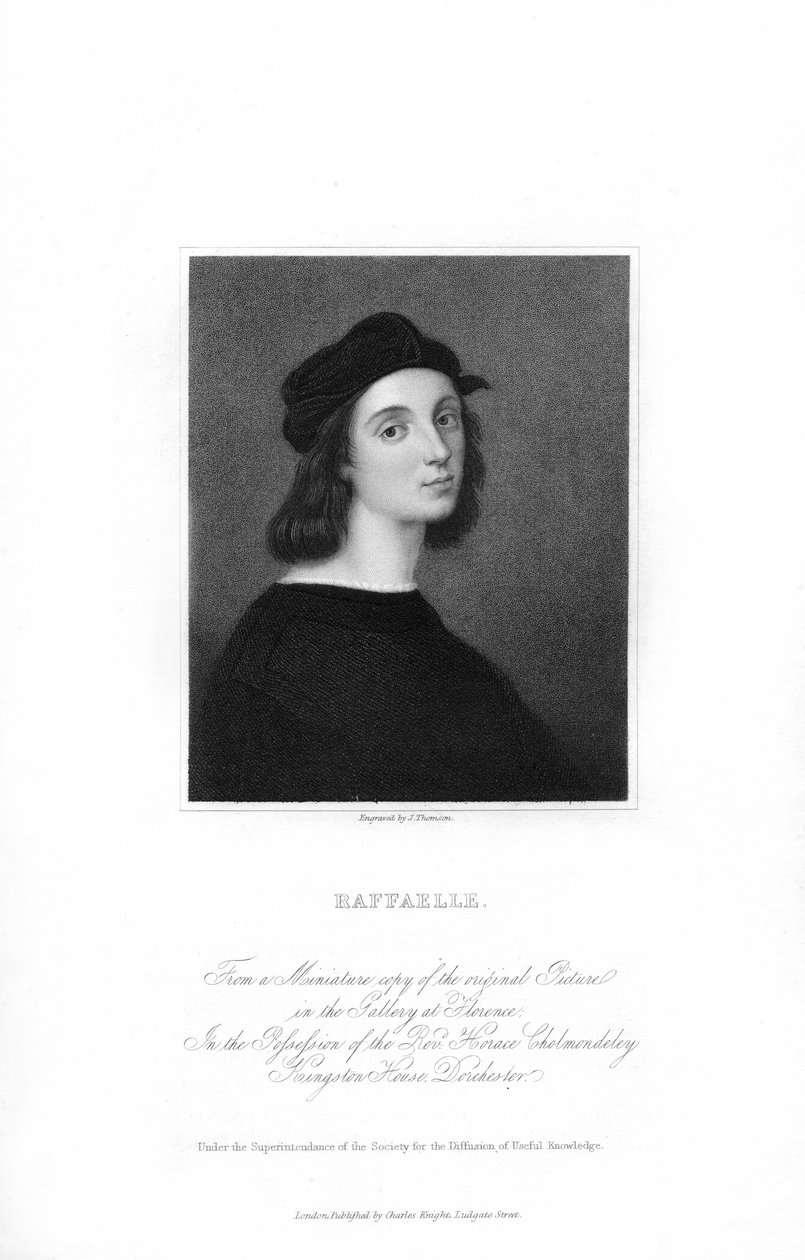 राफेल, इतालवी रीनैसैंस कलाकार, c1836। द्वारा जे। थॉमसन