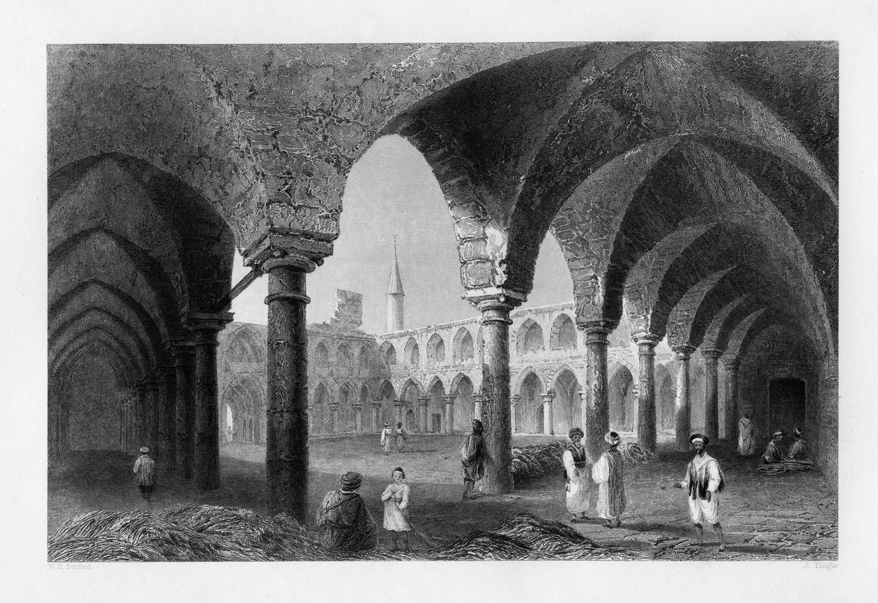 सेंट जीन डीक्र्रे एकड़, इज़राइल, 1841 में प्राचीन इमारतें। द्वारा जे। टिंगल