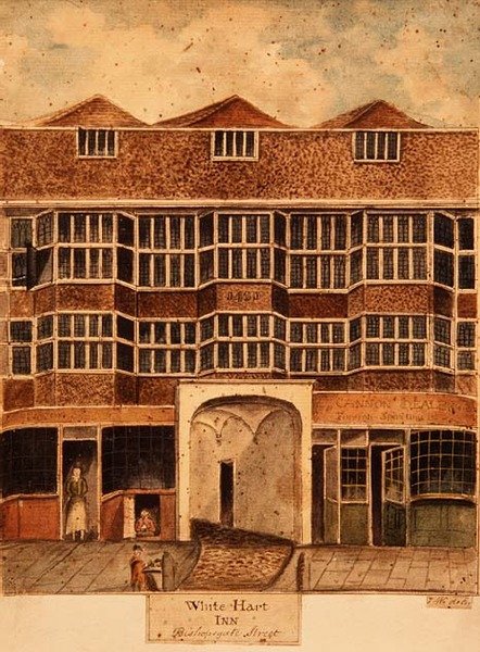 व्हाइट हार्ट इन, बिशपगेट स्ट्रीट, c.1810 द्वारा जे। विलियम्स
