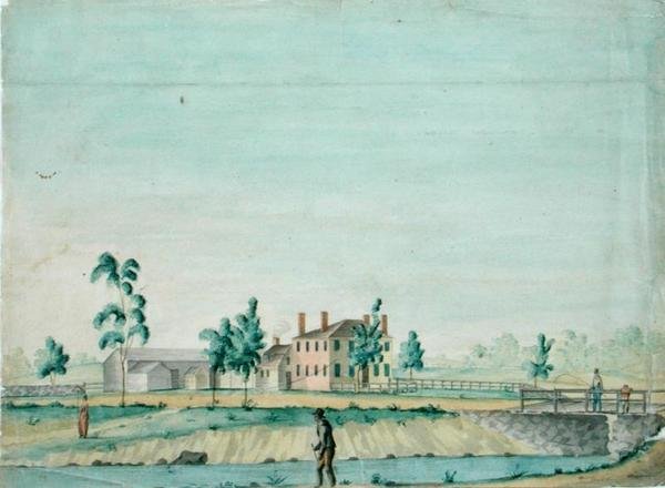 विलियम रोजर्स हाउस, बिलरिका, मैसाचुसेट्स, c.1820 (कागज पर पानी के रंग और स्याही) द्वारा जाबेज वार्ड बार्टन