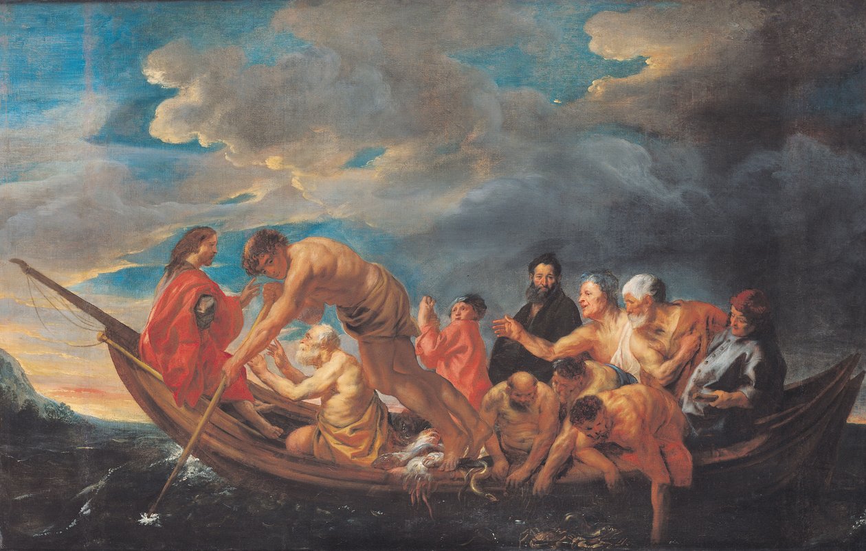 मछलियों का चमत्कारी ड्राफ्ट, c.1640 द्वारा जैकब जॉर्डन