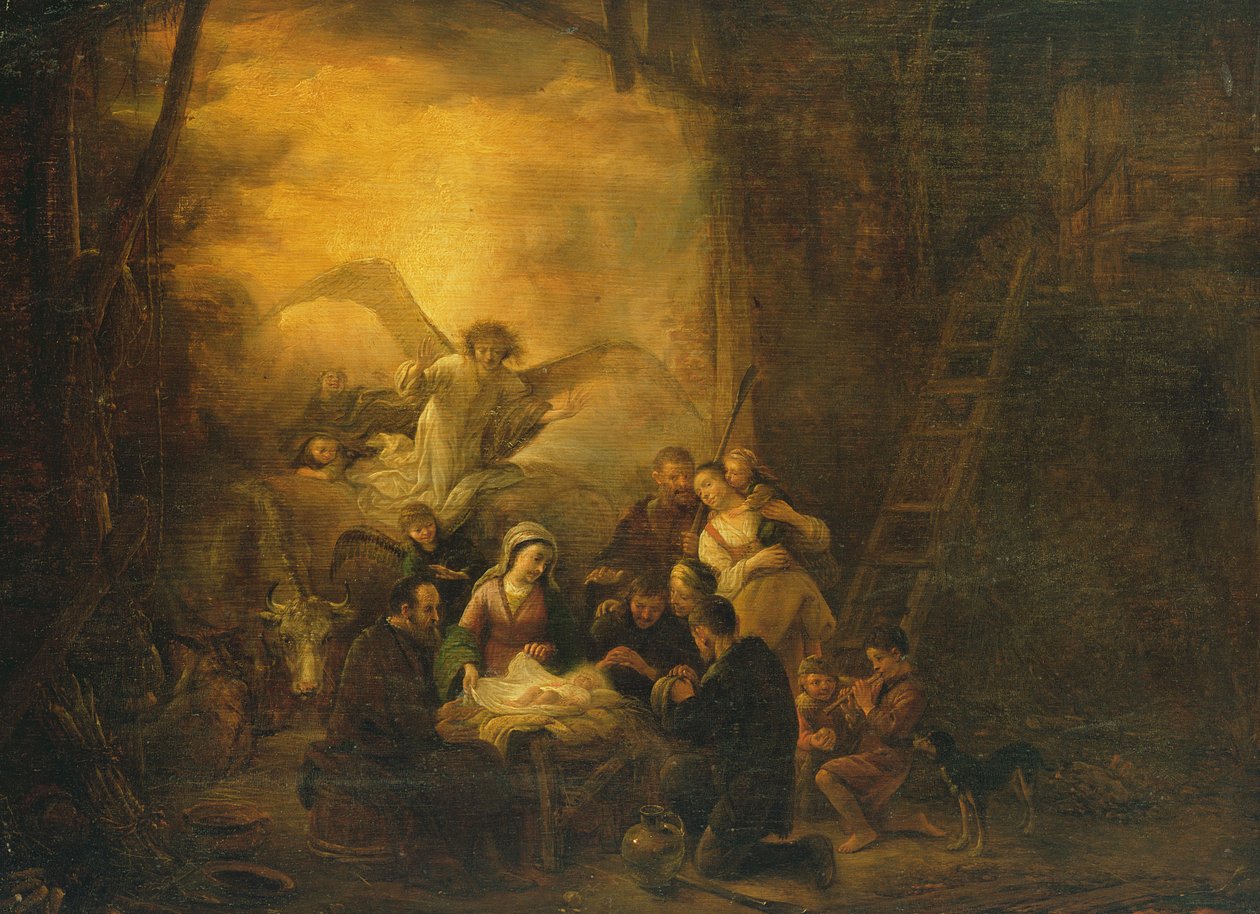चरवाहों की आराधना, c.1650 द्वारा जैकब विल्म्सज़ डे वेट या वेट