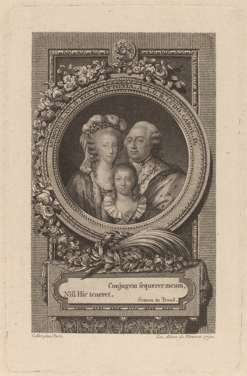 लुई XVI, मैरी-एंटोनेट, और लुई-चार्ल्स, 1793। द्वारा जैकब एडम