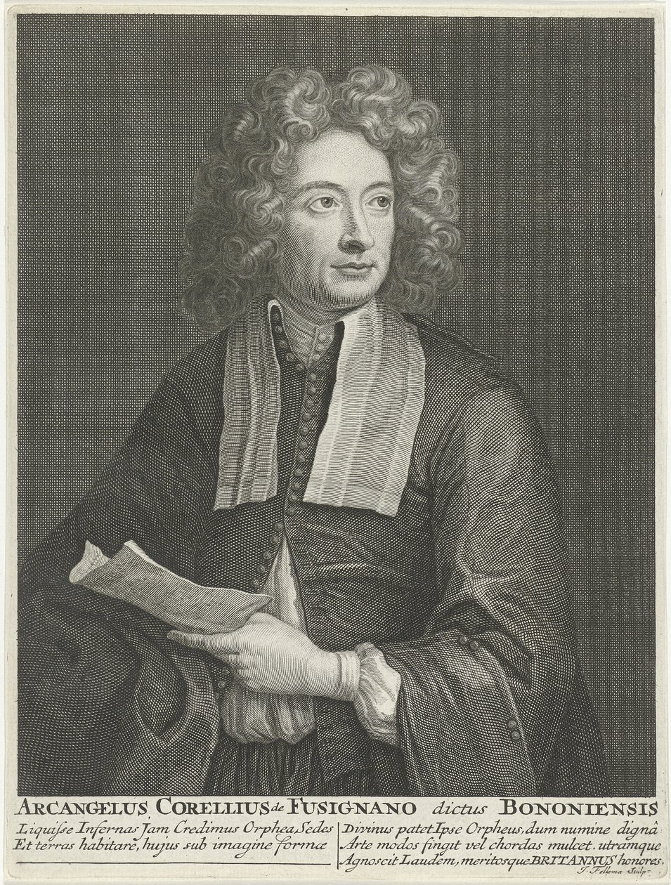संगीतकार और वायलिन वादक आर्गेन्जेलो कोरेली 1653-1713 का चित्र द्वारा जैकब फोकमा