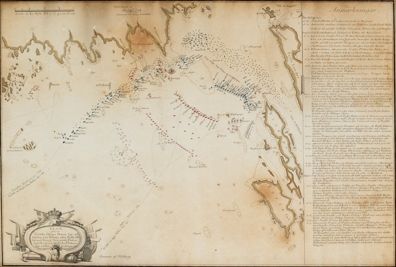 विबोर्ग बे की लड़ाई, 1790 नक्शा, 1790 द्वारा जैकब गिलबर्ग