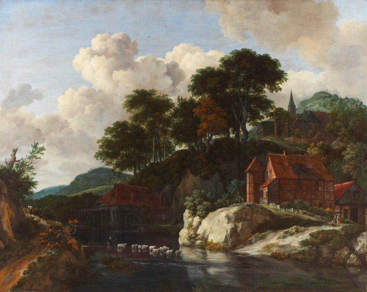 एक वॉटरमेल के साथ पहाड़ी लैंडस्केप, c.1670 द्वारा जैकब वैन रुइसडेल