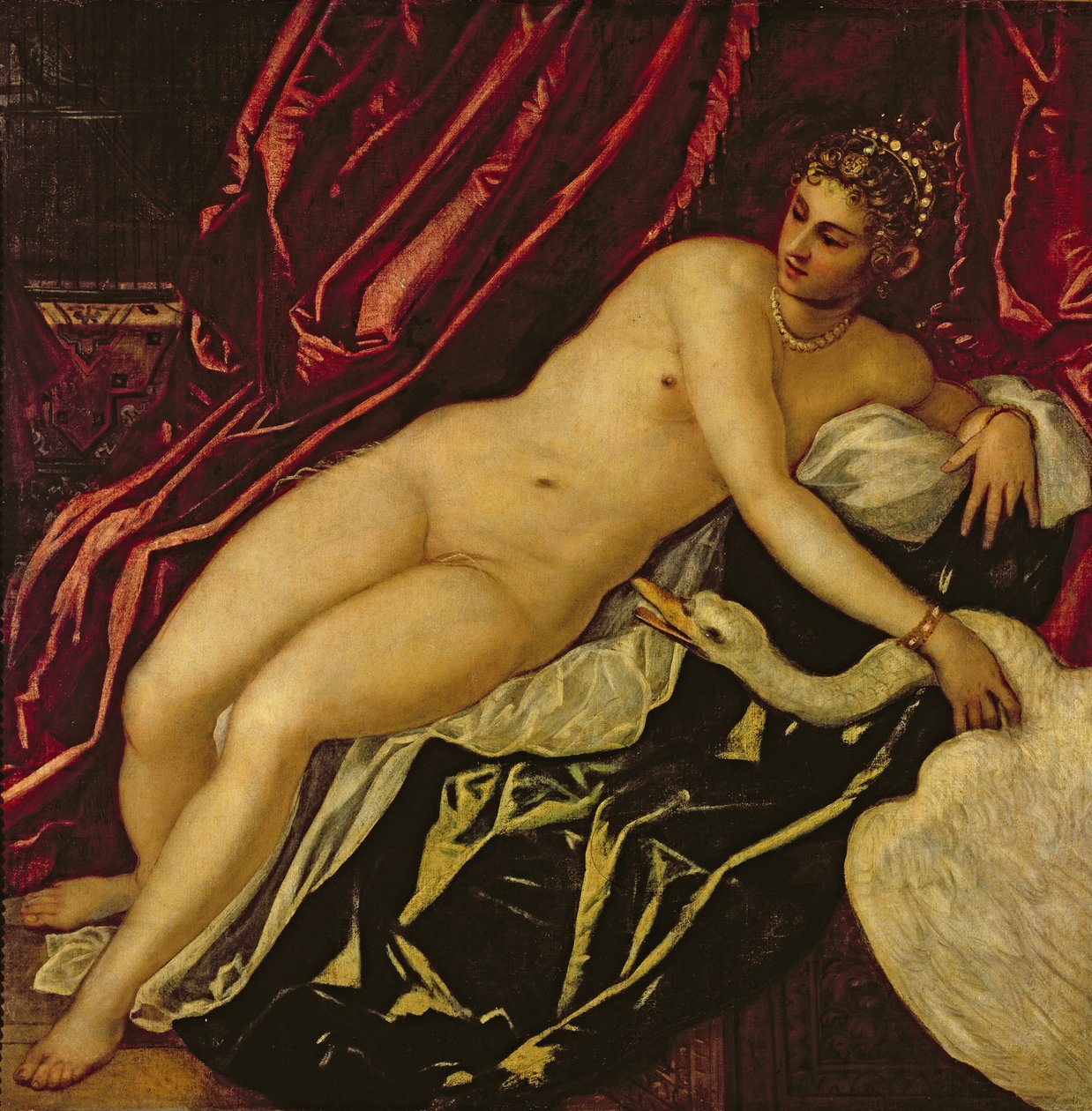 लेडा और स्वान, c.1545-47 (विस्तार) द्वारा जैकोपो रोबुस्टी टिंटोरेटो