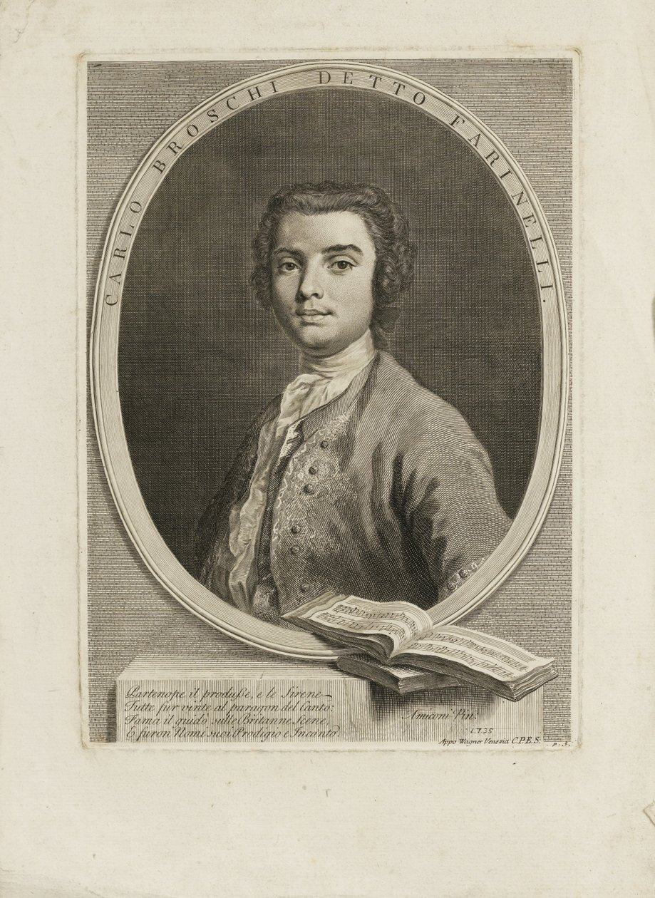 गायक फारिनेली कार्लो ब्रॉस्ची का पोर्ट्रेट 1705-1782, 1735 द्वारा जैकोपो अमिगोनी