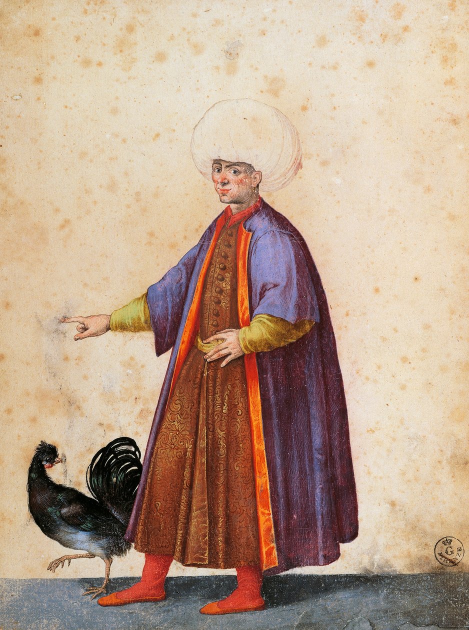 पगड़ी पहने तुर्की का आदमी, जैकोपो लिगोज़ी द्वारा ड्राइंग (1547-1627) द्वारा जाको लिगोजी
