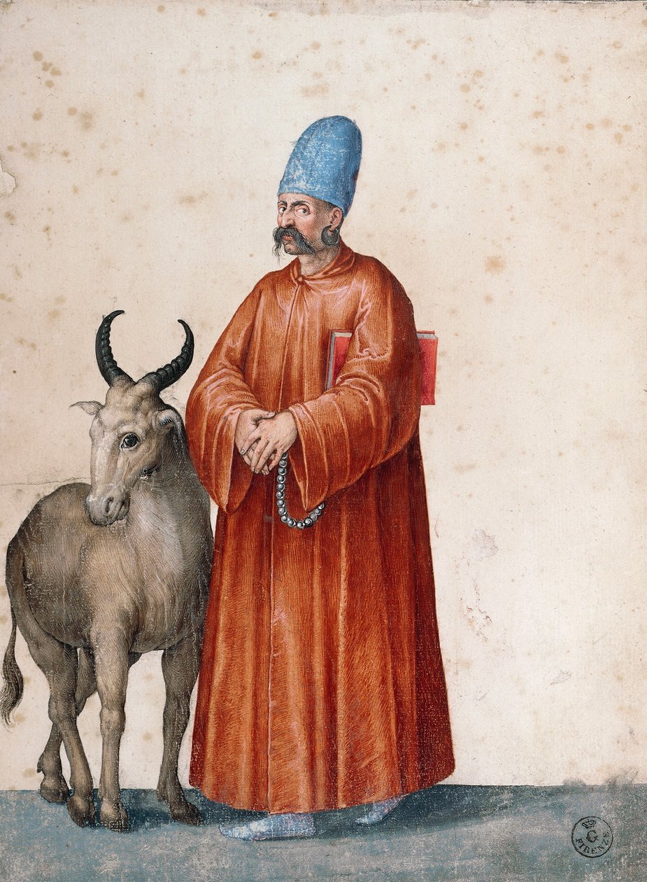 बकरी के साथ तुर्की आदमी, जैकोपो लिगोज़ी द्वारा ड्राइंग (1547-1627) द्वारा जाको लिगोजी