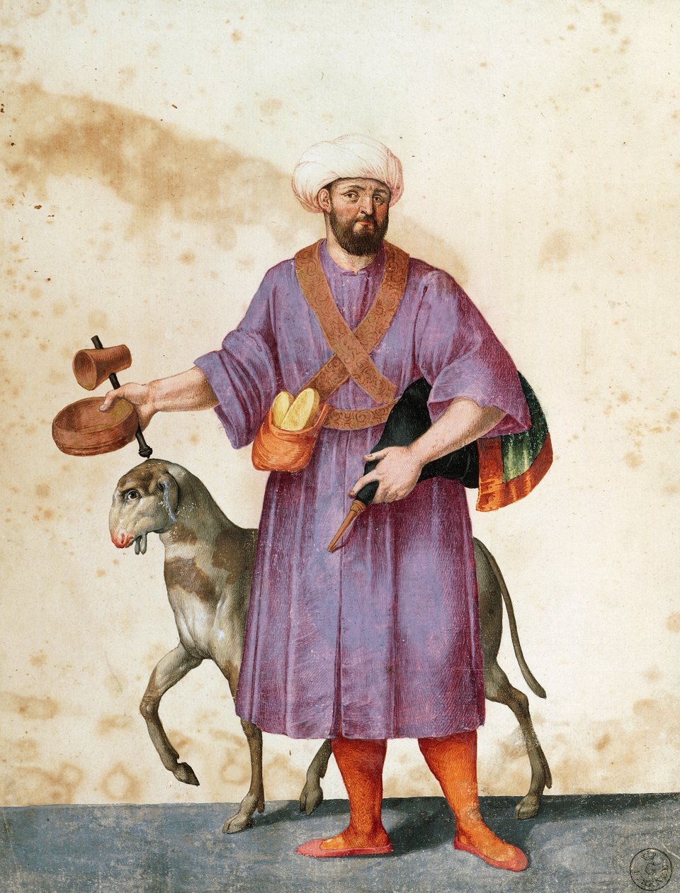 भेड़ के साथ तुर्की चरवाहा, जैकोपो लिगोज़ी द्वारा ड्राइंग (1547-1627) द्वारा जाको लिगोजी