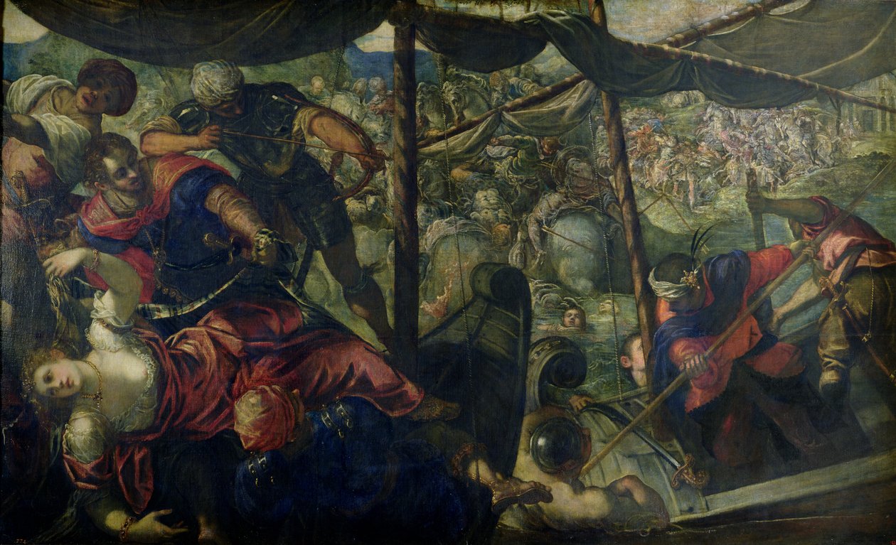 तुर्कों और ईसाइयों के बीच लड़ाई, c.158889 द्वारा जैकोपो रोबुस्टी टिंटोरेटो
