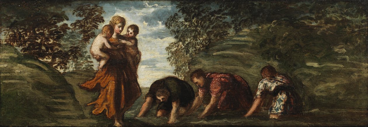 लेटोना ने लाइकियन किसानों को मेंढक में बदल दिया, c.1545-48 द्वारा जैकोपो रोबुस्टी टिंटोरेटो