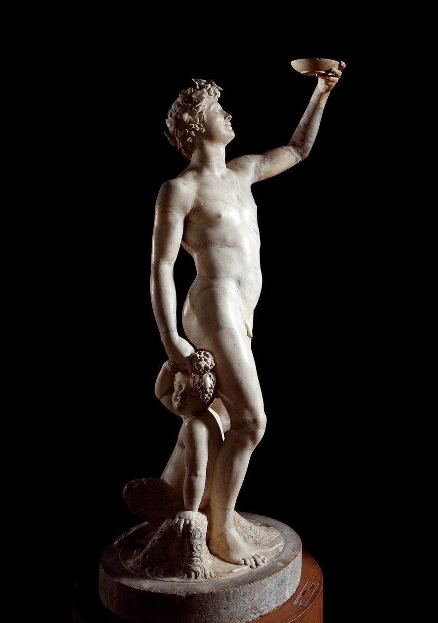 Bacchus (Bacchus)। जैकोपो सानसोविनो (जैकोपो टाटी) द्वारा मूर्तिकला (1486-1570)। संगमरमर। 1510 ऊंचाई: 146 सेमी। पलाज्जो बार्गेलो फ्लोरेंस द्वारा जैकोपो सैनसोविनो