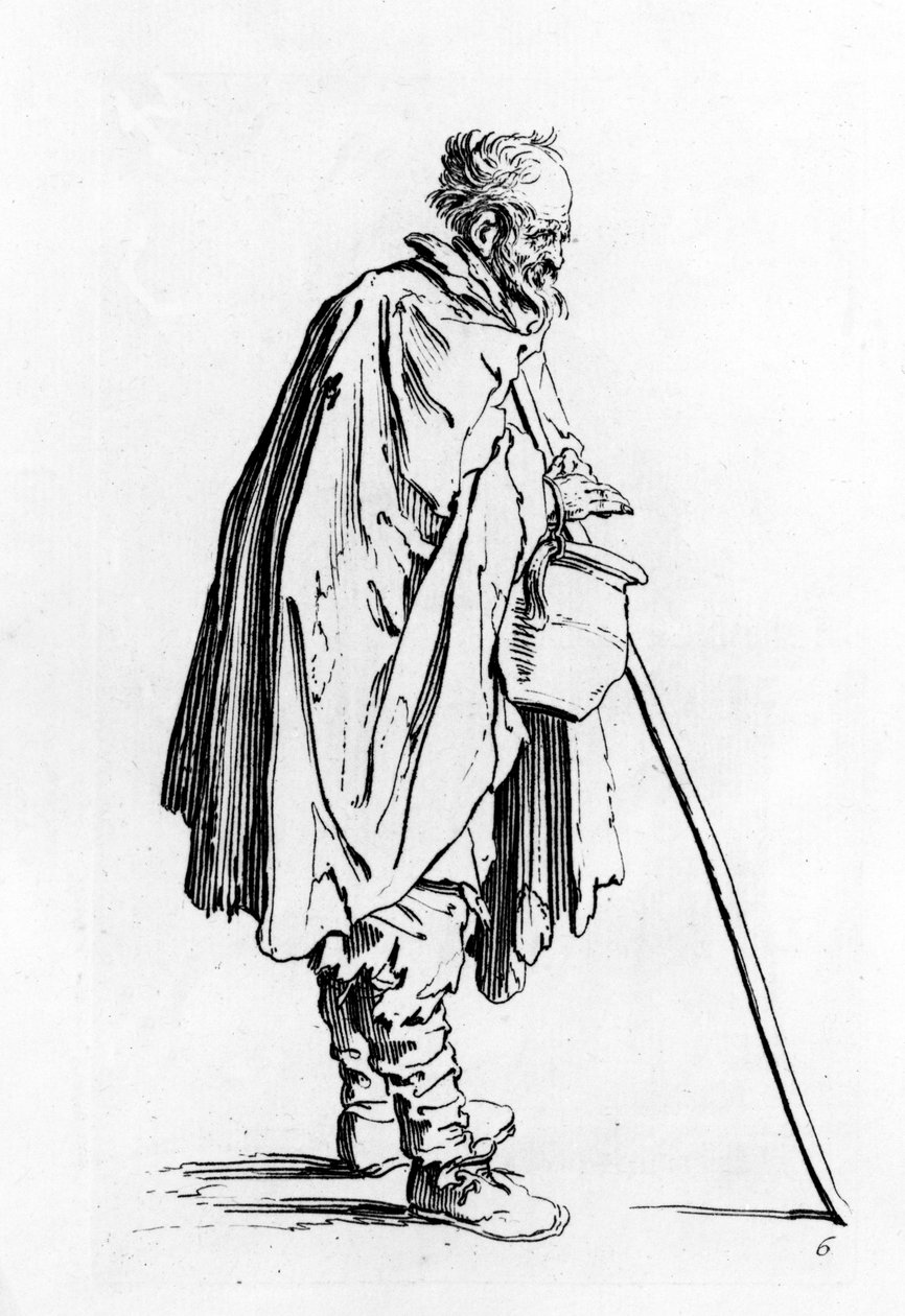 पीगर के साथ भिखारी, c.1622-3 द्वारा जैक्स कैलोट