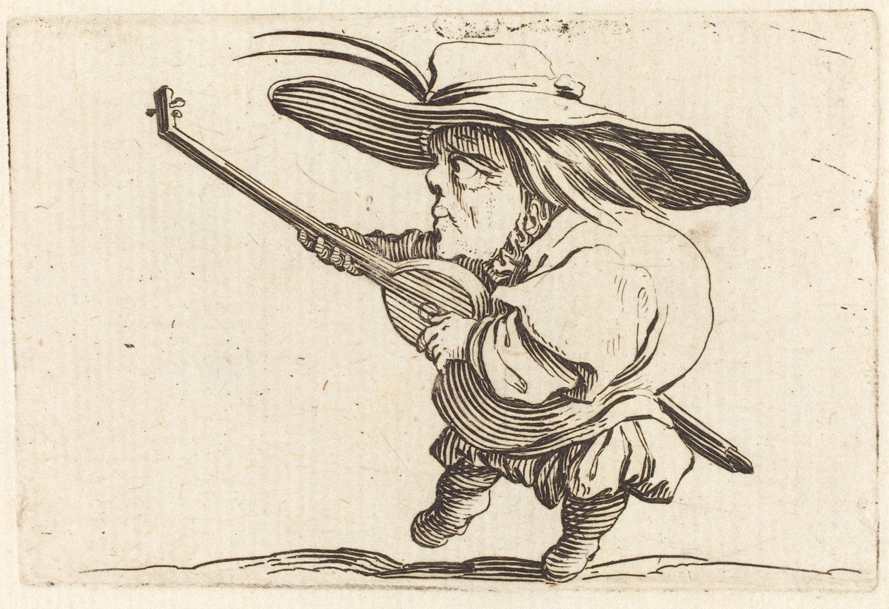 द ल्यूट प्लेयर, c.1622 (उत्कीर्णन और उत्कीर्णन) द्वारा जैक्स कैलोट