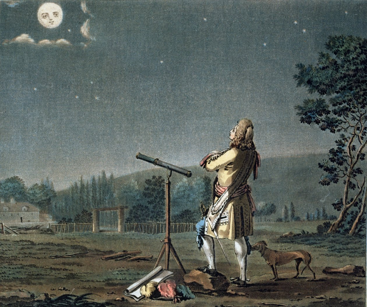 बर्नार्ड ले बोवियर डी फोंटेनेल (1657-1757) ने जीन बैप्टिस्ट मोरेट (fl.1790-1820) 1791 (169263 देखें) द्वारा उत्कीर्ण विश्व की बहुलता पर विचार किया द्वारा जैक्स फ्रेंकोइस जोसेफ स्वेबाक