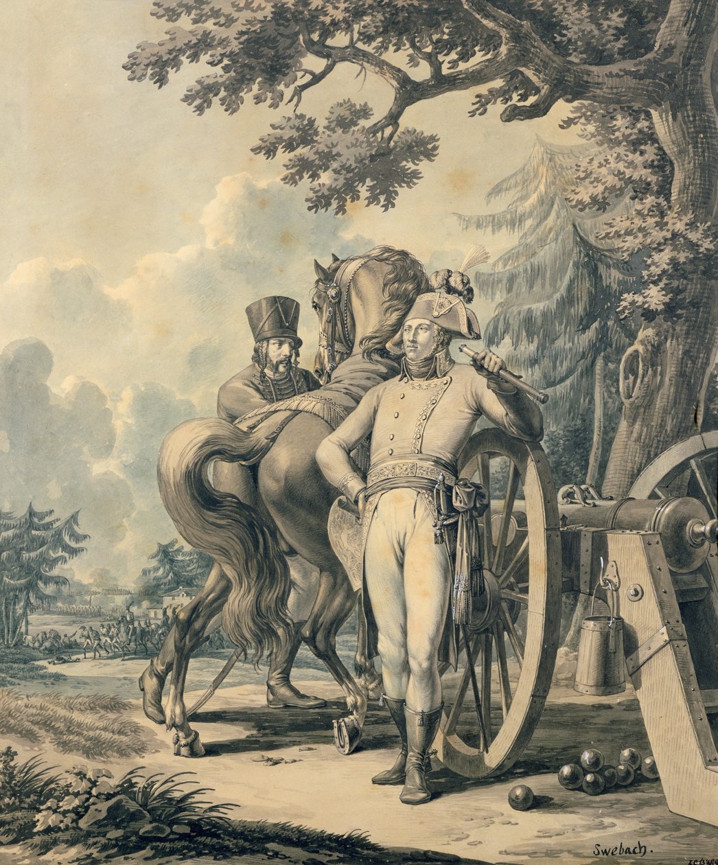 जनरल जीन विक्टर मोरेउ (1763-1813) (कलम और स्याही, कागज पर गोंद और शौचालय) द्वारा जैक्स फ्रेंकोइस जोसेफ स्वेबाक