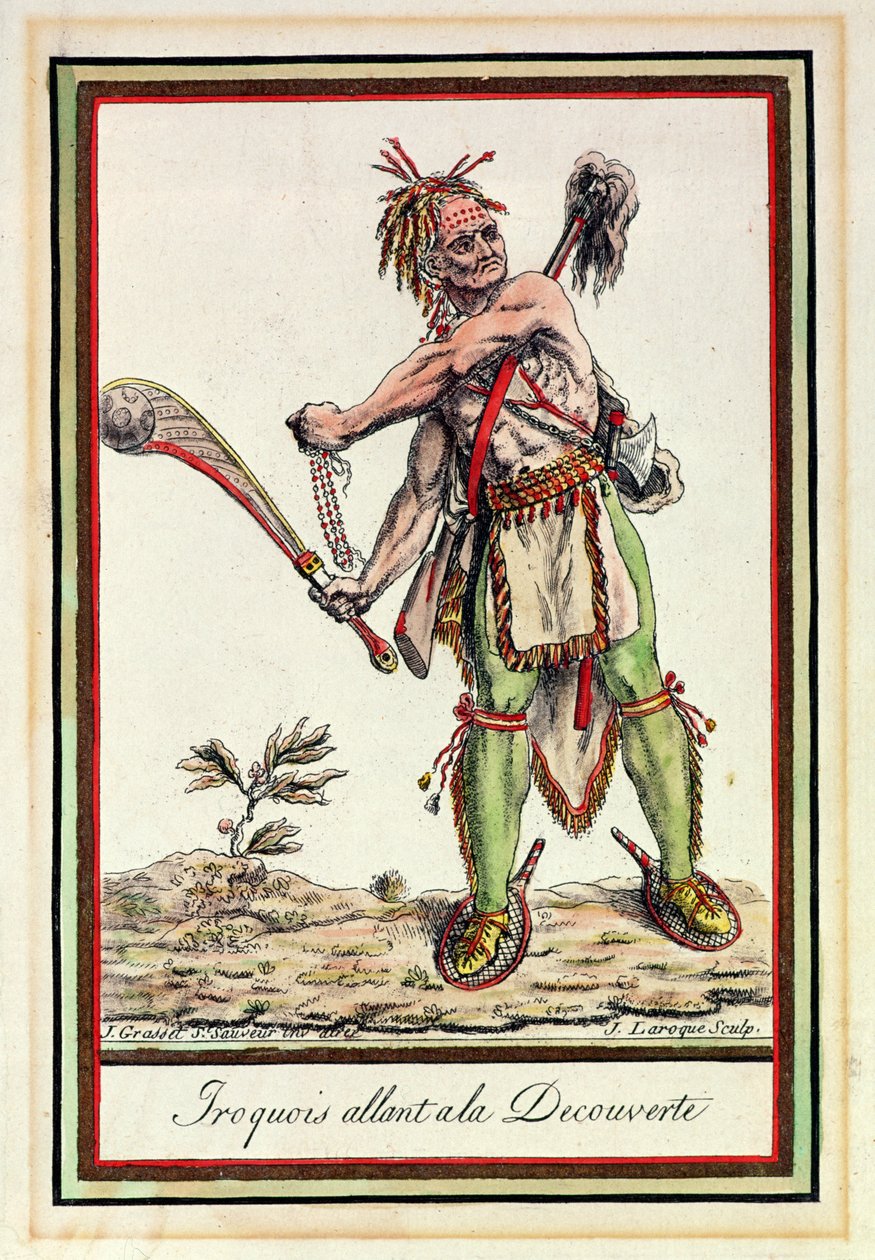 एक अभियान पर Iroquois सेटिंग आउट, जे। लारोक द्वारा उत्कीर्ण द्वारा जैक्स ग्रासेट डी सेंट सौवेउर