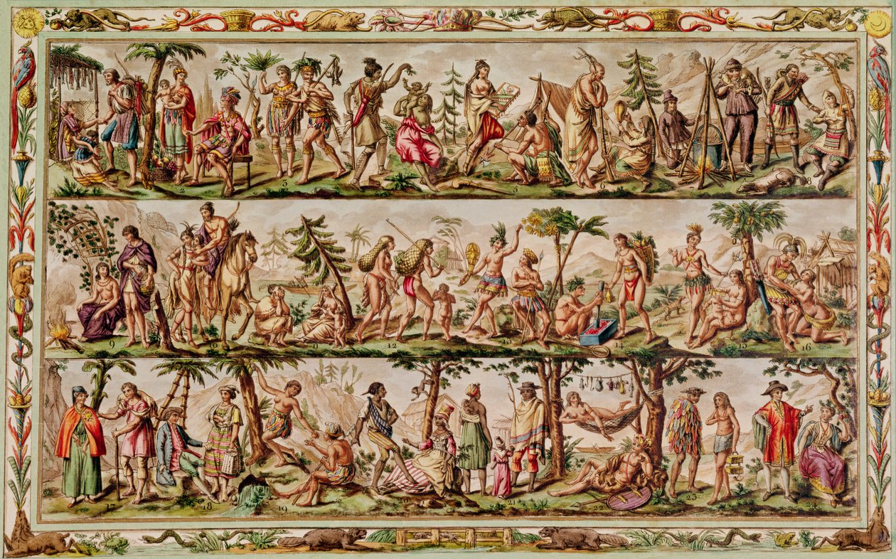अमेरिका के प्रमुख लोग, c.1798-99 (रंग उत्कीर्णन) द्वारा जैक्स ग्रासेट डी सेंट सौवेउर