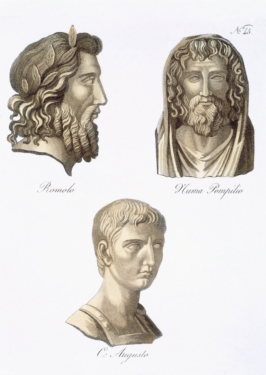 Romulus, नूमा और ऑगस्टस I&39;antique रोम, पब से,। 1796 द्वारा जैक्स ग्रासेट डी सेंट सौवेउर